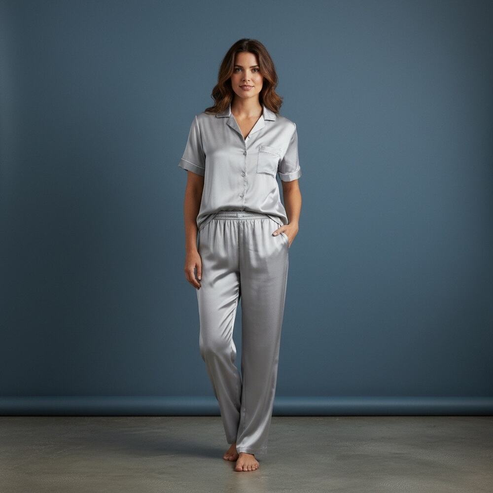 Ann Taylor Intimates Satin Pajama Set – Silver Gray | Size S